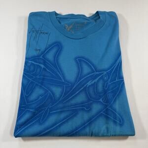 Guy Harvey Autographed Signed Vintage Y2K Graphic Fish T-shirt Blue Adult Medium